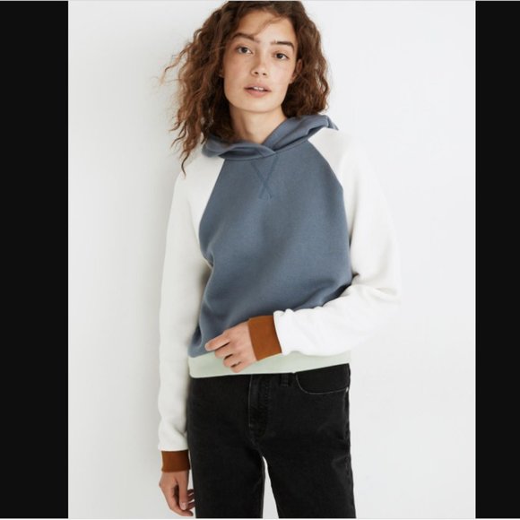 Madewell Betterterry Hoodie Colorblock Sweatshirt - Picture 2 of 7